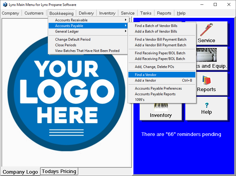 Find a Vendor Menu Option