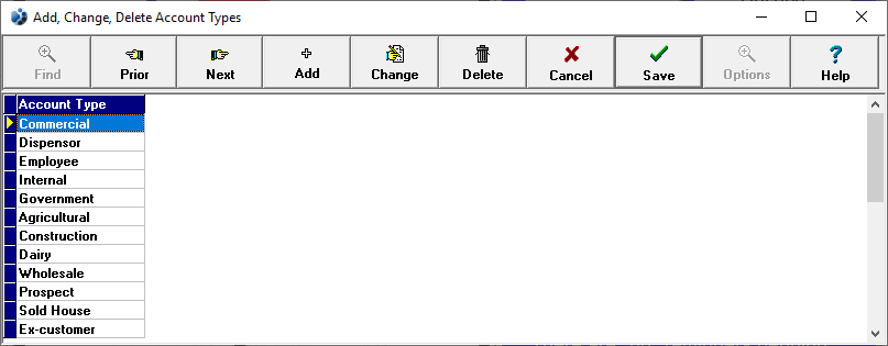 screenshot of account types interface