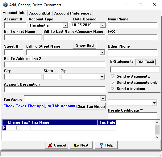 screenshot of account info screen