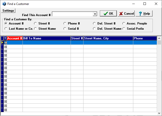 account search screenshot